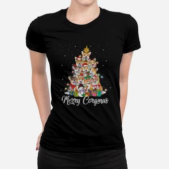 Merry Corgmas Corgi Christmas Tree Fairy Lights Dog Lover Women T-shirt | Crazezy DE