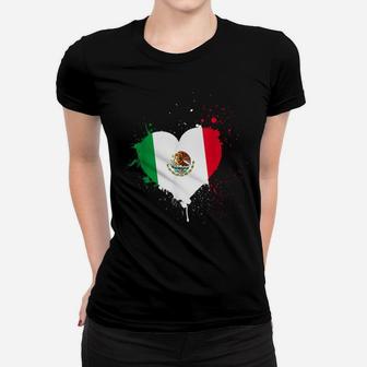Mexican Flag Heart Viva Mexico Women T-shirt | Crazezy