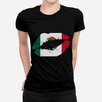 Mexico Lips Kiss Mexican Flag Pride Mexicana Gift Girls Women T-shirt | Crazezy UK