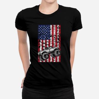 Monster Truck American Flag Racing USA Cool Vintage Shirt Women T-shirt | Crazezy