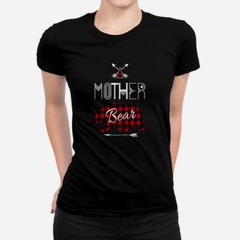 Mother Bear Buffalo Plaid Family Camping Premium Tee Women T-shirt | Crazezy