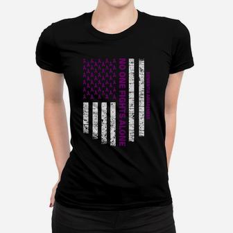 No One Fights Alone Usa Flag Dementia Awareness Sweatshirt Women T-shirt | Crazezy AU
