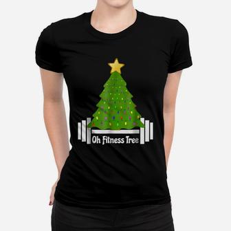 Oh Fitness Christmas Tree Tshirt Exercise Working Out Gym Women T-shirt | Crazezy