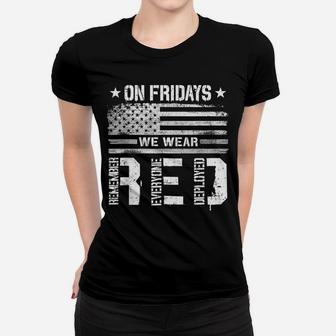 On Friday We Wear Red American Flag Military Supportive Women T-shirt | Crazezy