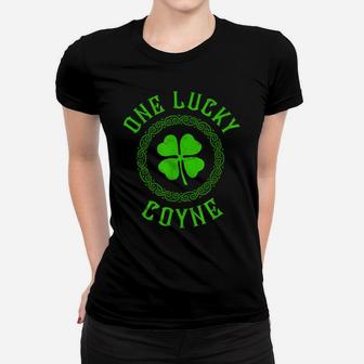 One Lucky Coyne Irish Last Name Distressed Clover T-Shirt Women T-shirt | Crazezy AU