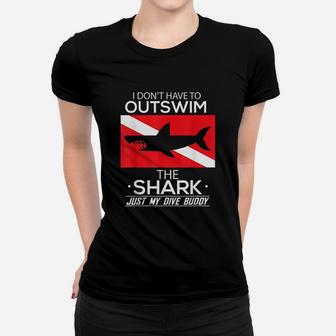 Out Swim My Dive Buddy Funny Shark Scuba Diving Women T-shirt | Crazezy UK