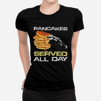 Pancakes Served All Day Fun Lineman Football Christmas Gift Women T-shirt | Crazezy