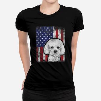 Patriotic Bichon Frise American Flag Dog Lover Women T-shirt | Crazezy