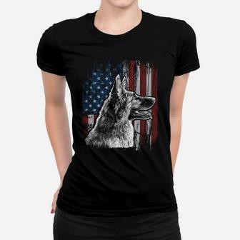 Patriotic German Shepherd American Flag Dog Gift Men Women Sweatshirt Women T-shirt | Crazezy