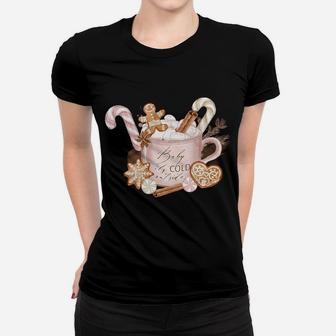 Pink Aesthetic Christmas Hot Cocoa With Candy Marshmallows Women T-shirt | Crazezy