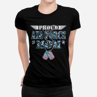Proud Air Force Mom - Us Flag Dog Tags Wings Military Mother Sweatshirt Women T-shirt | Crazezy
