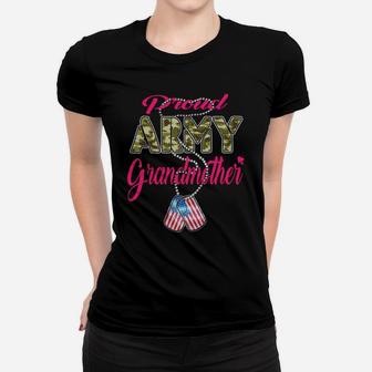 Proud Army Grandmother Us Flag Dog Tag Military Grandma Gift Sweatshirt Women T-shirt | Crazezy