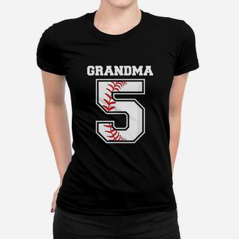 Proud Grandma Baseball Player Jersey Number 5 Women T-shirt | Crazezy