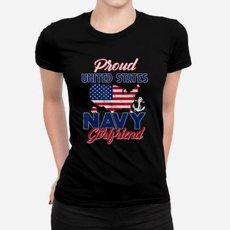Proud Navy Girlfriend Us Flag Family S Army Military Women T-shirt | Crazezy