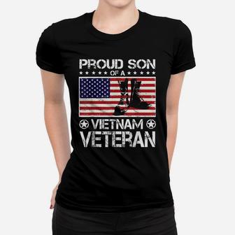 Proud Son Of Vietnam Veteran Us Flag Boots Veteran Day Gifts Women T-shirt | Crazezy