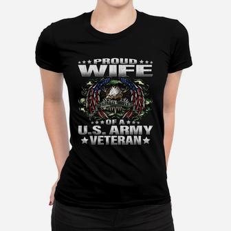 Proud Wife Of A Us Army Veteran Military Vet's Spouse Women T-shirt | Crazezy