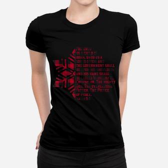 Red Buffalo Plaid Snowflake Unto Us A Child Is Born Jesus Women T-shirt | Crazezy UK