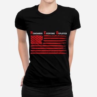 RED Flag Remember Everyone Deployed - Support The Troops Women T-shirt | Crazezy UK
