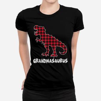 Red Plaid Matching Family Christmas Grandma Saurus Women T-shirt | Crazezy