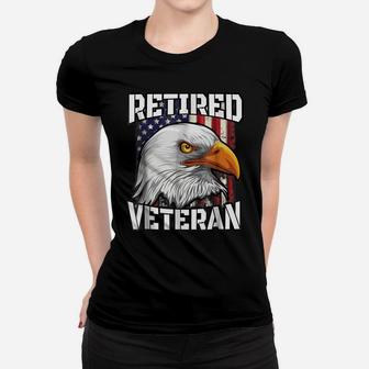Retired Veteran Tshirt Patriotic Us Flag Bald Eagle Shirt Women T-shirt | Crazezy
