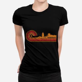 Retro Virginia Beach Cityscape Virginia Beach VA Skyline Women T-shirt | Crazezy DE