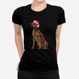 Rhodesian Ridgeback Christmas Lights Xmas Dog Lover Sweatshirt Women T-shirt | Crazezy UK