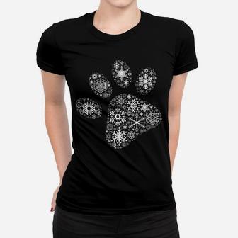 Snowflake Puppy Merry Christmas Gifts - Dog Paw Print Women T-shirt | Crazezy