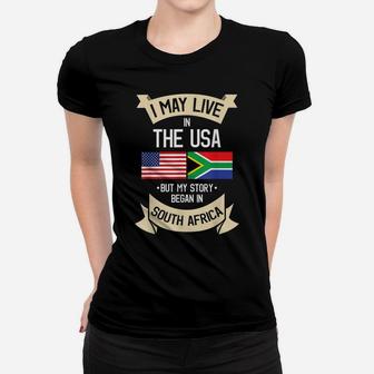 South Africa American Flag Usa South African Roots Gifts Women T-shirt | Crazezy