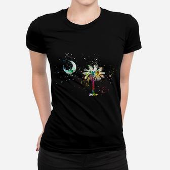 South Carolina Flag Palmetto Tree And Moon Colorful Design Sweatshirt Women T-shirt | Crazezy CA