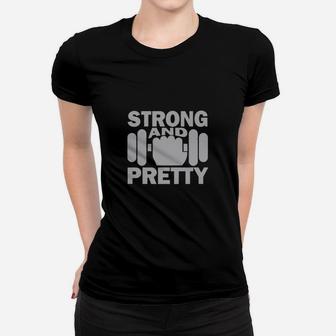 Strong And Pretty Strength Fitness Sport Gym Dumbbell Women T-shirt | Crazezy