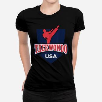 Taekwondo USA Support The Team Shirt USA Flag Fighting Women T-shirt | Crazezy
