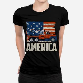 Tow Truck Driver T-Shirt - American Flag With Tow Truck Women T-shirt | Crazezy