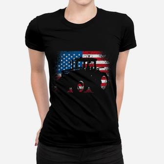 Tractor Usa Flag Design For Patriotic Farmer Women T-shirt | Crazezy