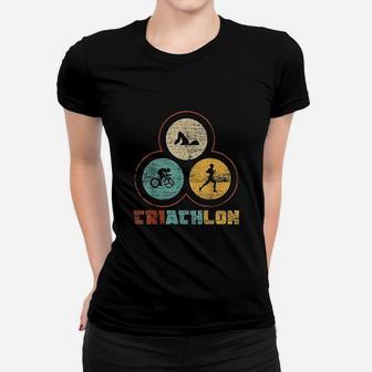 Triathlon Vintage Swimming Cycling Running Women T-shirt | Crazezy