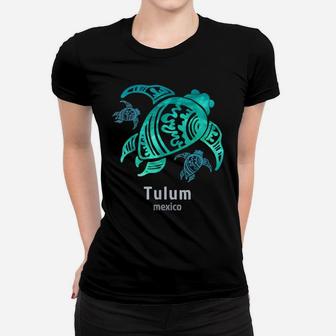 Tribal Ocean Blue Mexico Tulum Sea Turtle Women T-shirt | Crazezy