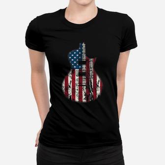 Us American Flag Guitar Musician Guitars Vintage Tee Women T-shirt | Crazezy DE