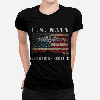 US Navy Submarine Service American Flag Vintage Tshirt Women T-shirt | Crazezy