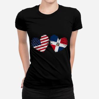 Usa Dominican Republic Flag Heart Dominican American Women T-shirt | Crazezy