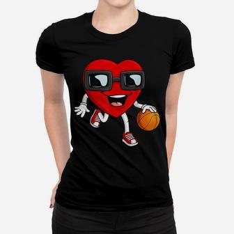 Valentines Day Heart Dribbling Basketball Boys Girls Kids Women T-shirt | Crazezy