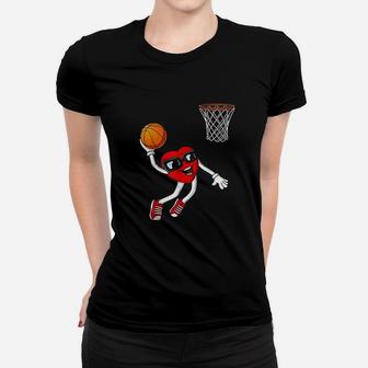 Valentines Day Heart Dunking Basketball Boys Girls Kids Gift Women T-shirt | Crazezy AU