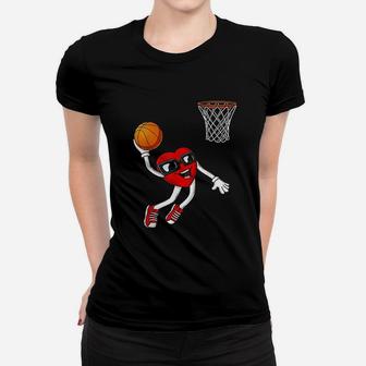 Valentines Day Heart Dunking Basketball Boys Girls Kids Gift Women T-shirt | Crazezy