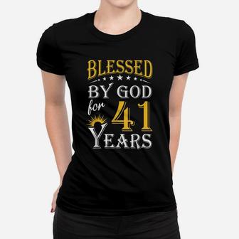 Vintage Blessed By God For 41 Years Happy 41St Birthday Women T-shirt | Crazezy DE