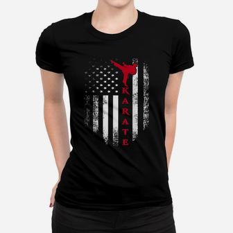 Vintage Usa Red White Karate American Flag Cool Gift Women T-shirt | Crazezy DE