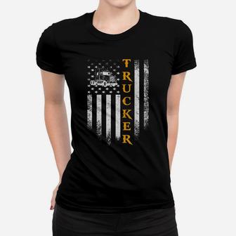 Vintage USA Truck Driver American Flag Patriotic Funny Gift Women T-shirt | Crazezy
