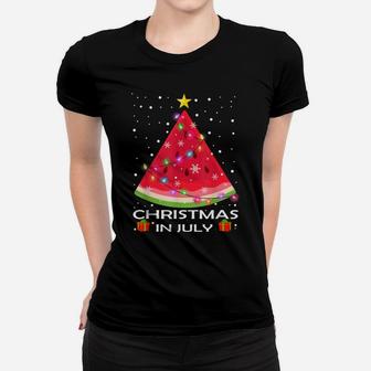 Watermelon Christmas Tree Christmas In July Summer Vacation Women T-shirt | Crazezy