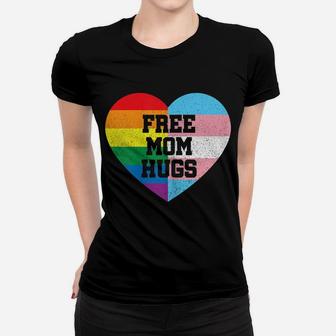 Womens Free Mom Hugs Shirt Gay Pride Gift Transgender Rainbow Flag Women T-shirt | Crazezy DE