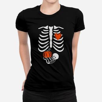 Womens Gag Thanksgiving Pregnancy Announcement Gift Skeleton Baby Women T-shirt | Crazezy