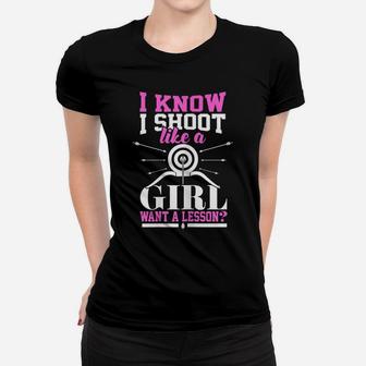 Womens Girls Archery Bow Hunting Mom Teen Gift Women T-shirt | Crazezy