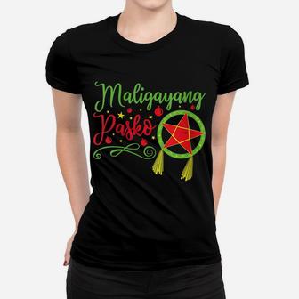 Womens Maligayang Pasko Parol Light Cute Filipino Christmas Women T-shirt | Crazezy