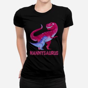 Womens Nannysaurus Cute Nanny Saurus Dinosaur Christmas Women T-shirt | Crazezy